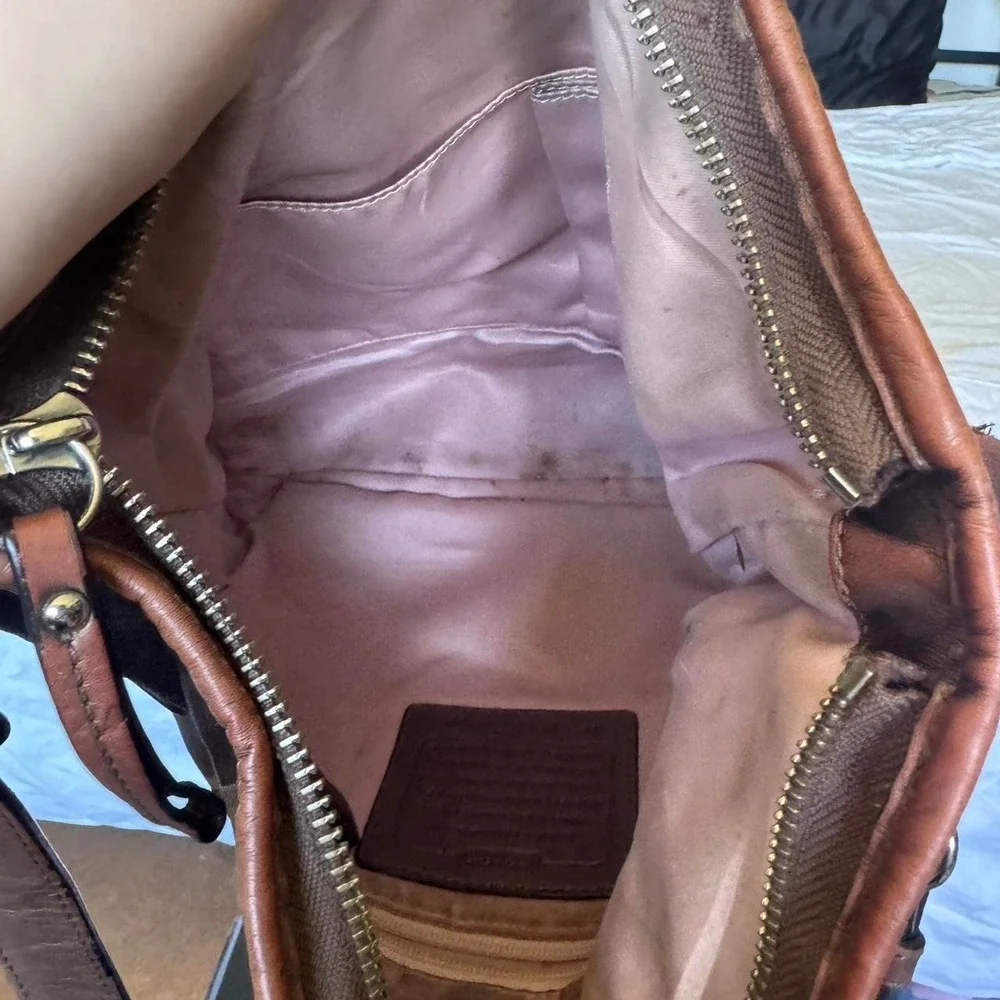Y2K vintage Coach brown‎ signature chain crossbody bag soho hobo